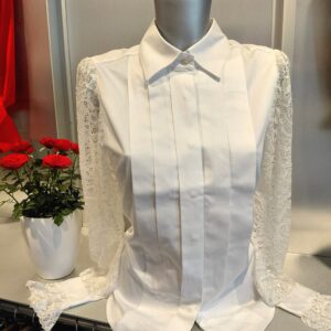 12220 F09149 elegantna bluza s prosojnimi rokavi