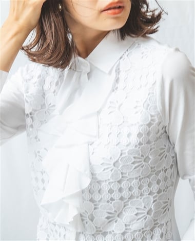 1308 F09179 LACE bluza z volanom - slika 2