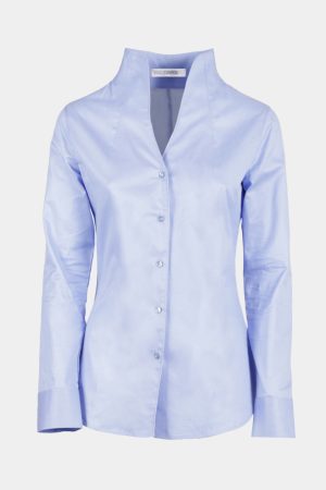 1209 SSP15 svetlo modra bluza z visokim ovratnikom - slika 3