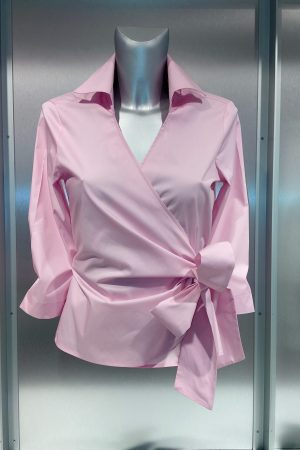 W814 Poplin bluza na preklop