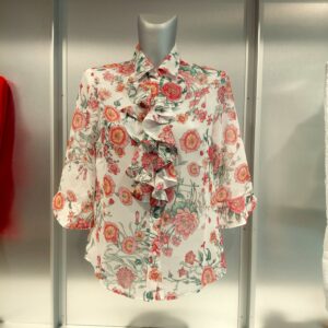 W613 Georgette vzorčasta bluza