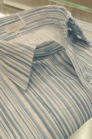 M314 belo-modra casual srajca