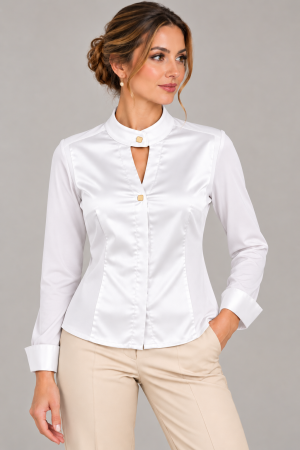 W908 bluza v kombinaciji jersey /saten
