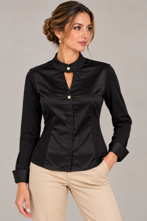 W908 bluza v kombinaciji jersey /saten